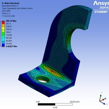 ANSYS bracket stress simulation with its original legend